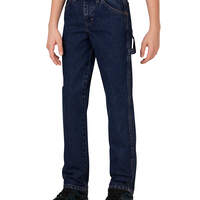 Boys' Relaxed Fit Straight Leg Denim Carpenter Jeans, 8-20 - Rinsed Indigo Blue (RNB)