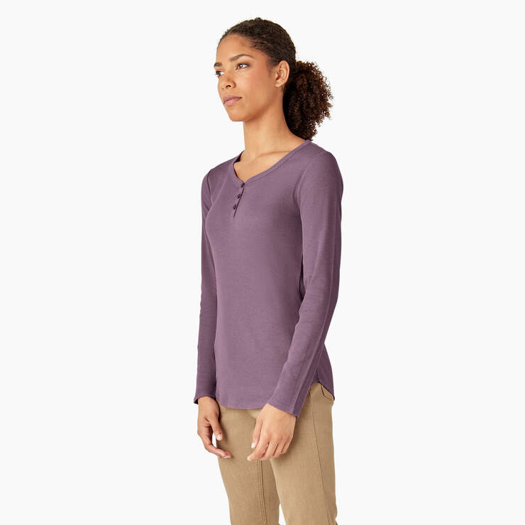 Women's Henley Long Sleeve Shirt - Grapeade (GSD) image number 3