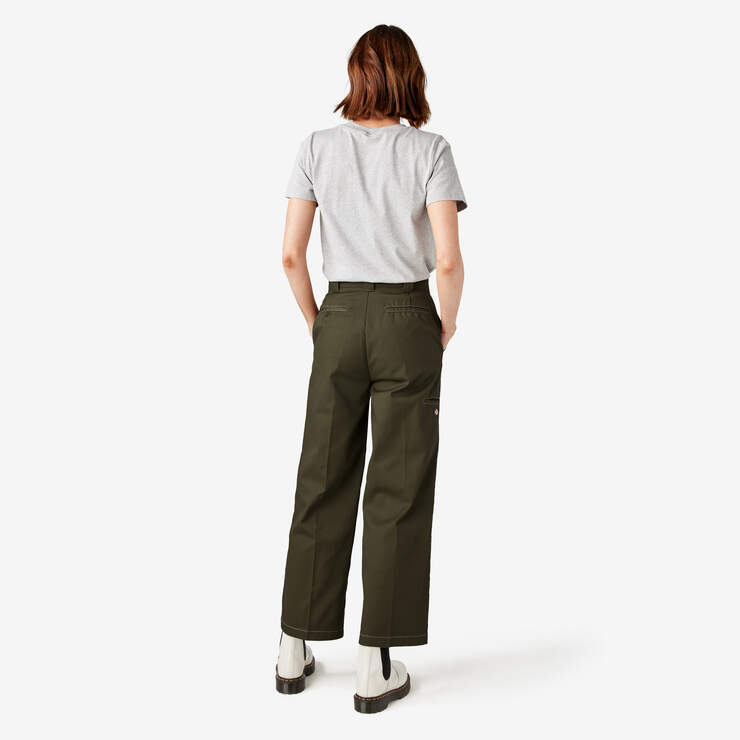 Women’s Relaxed Fit Double Knee Pants - Military Green (ML) image number 6