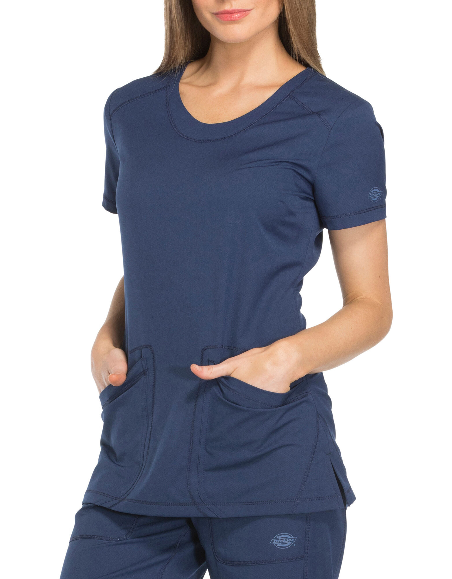 Rounded VNeck Scrub Top Navy Blue 2XL Womens Scrubs Dickies