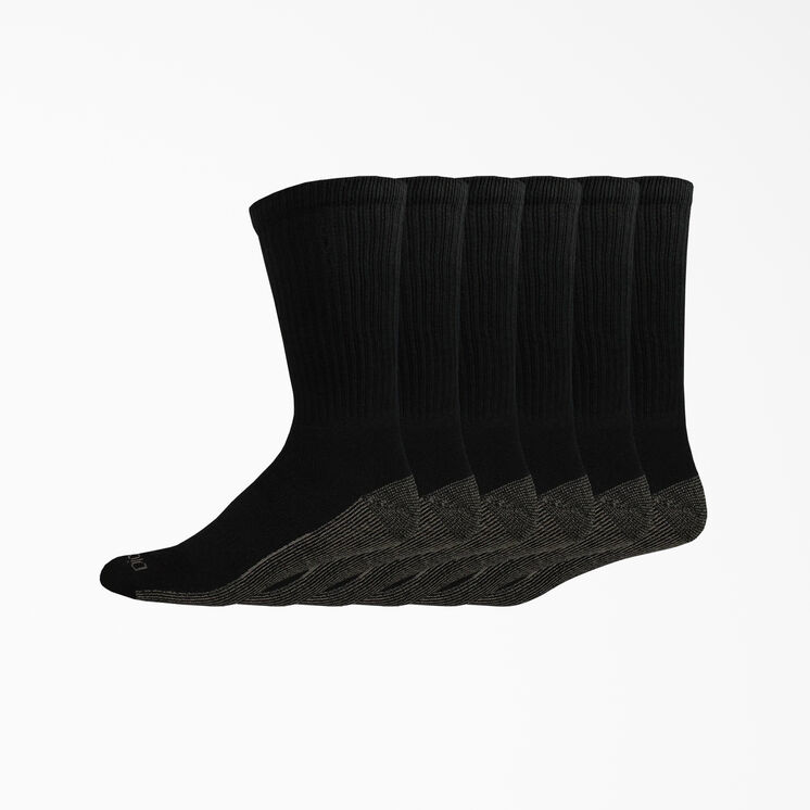 Moisture Control Crew Work Socks, Size 6-12, 6-Pack - Black &#40;BK&#41;