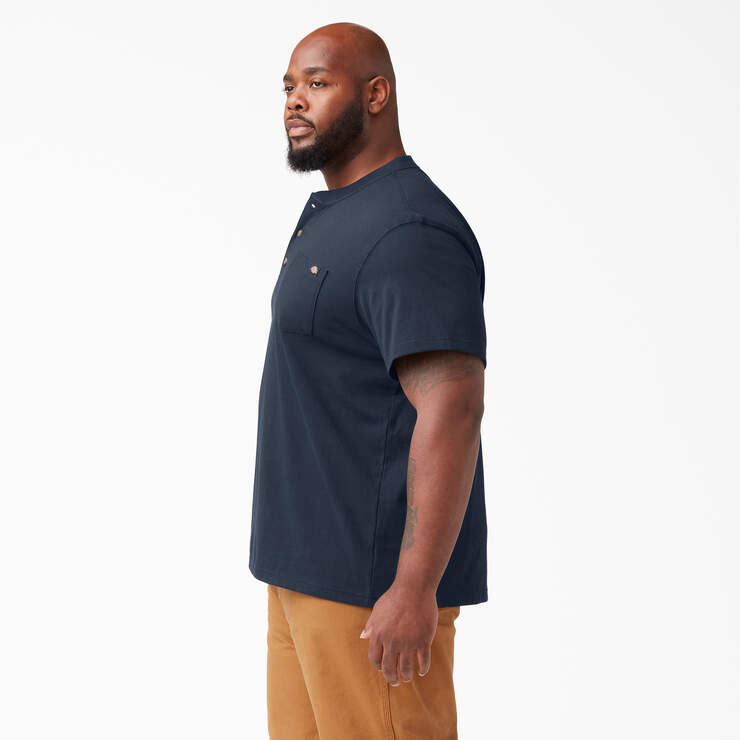 Heavyweight Short Sleeve Henley T-Shirt - Dark Navy (DN) image number 6