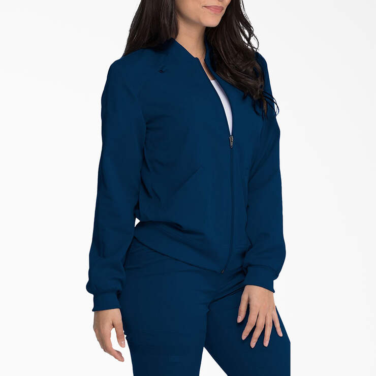 Women's Balance Zip Front Scrub Jacket - Navy Blue (NVY) image number 4