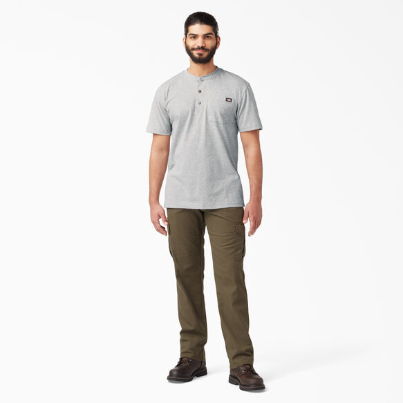 Heavyweight Short Sleeve Henley T-Shirt - Heather Gray &#40;HG&#41;
