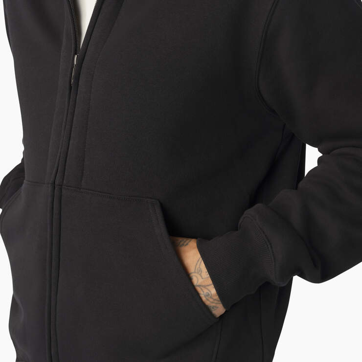 Thermal Lined Full-Zip Fleece Hoodie - Black (KBK) image number 6