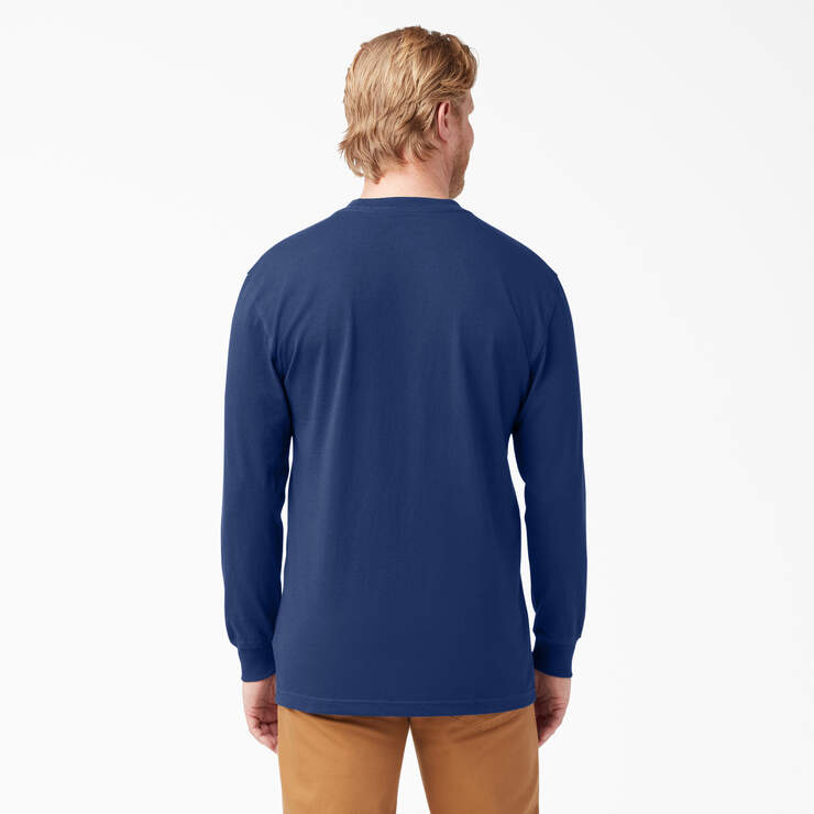 Heavyweight Long Sleeve Pocket T-Shirt - Deep Blue (EL) image number 2