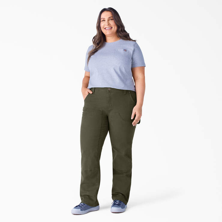 Women's Plus FLEX Relaxed Fit Duck Carpenter Pants - Rinsed Moss Green (RMS) image number 5