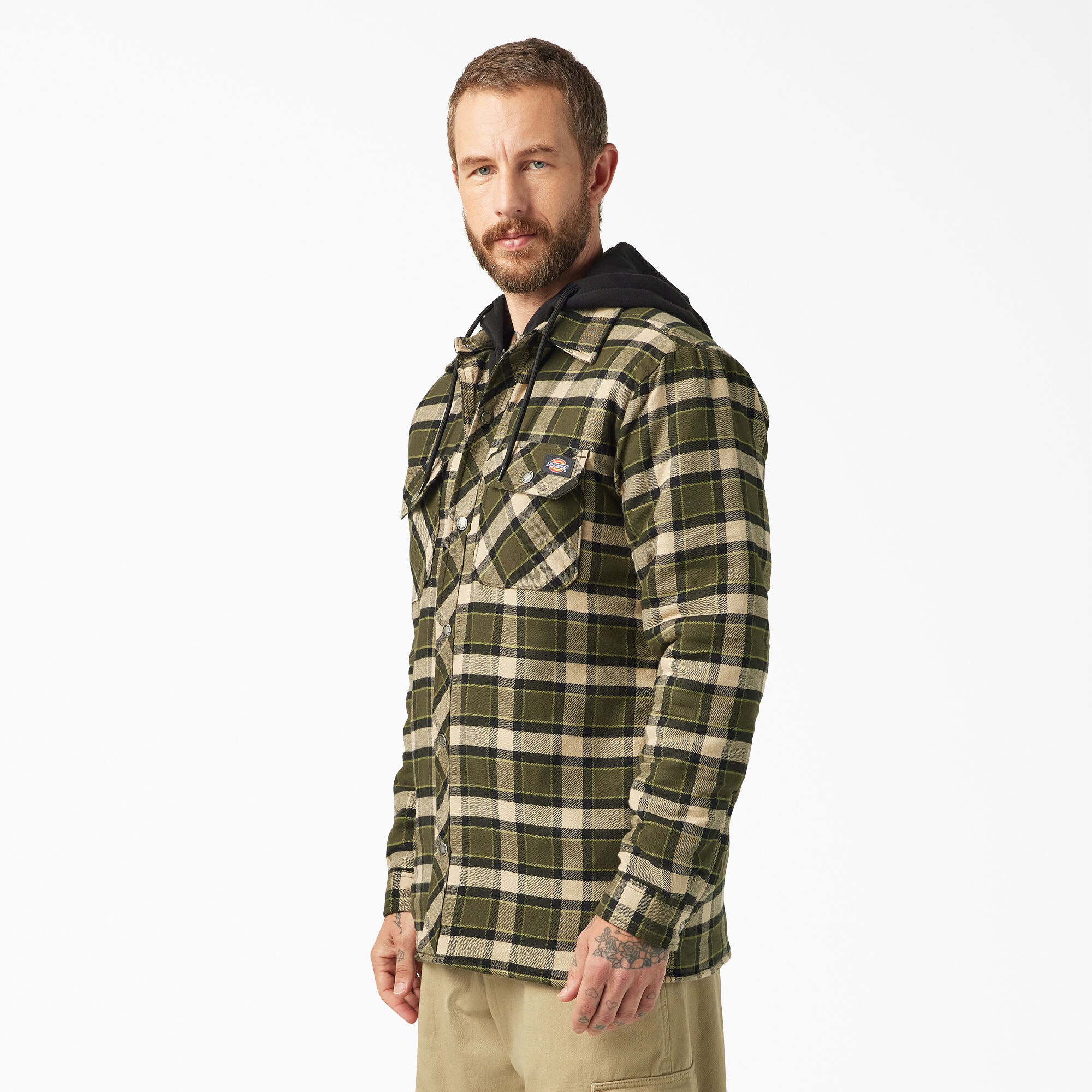Men's Water Repellent Flannel Hooded Shirt Jacket - Dickies US