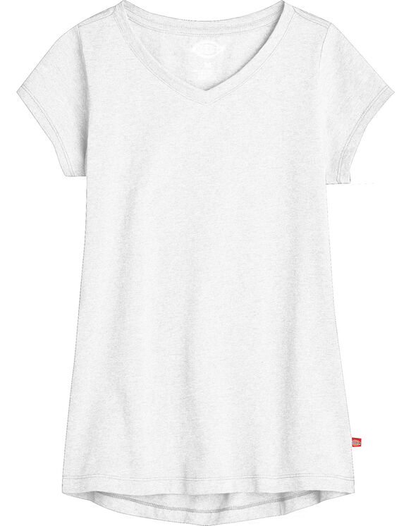 Girls' Short Sleeve V-Neck T-Shirt - White (WH)