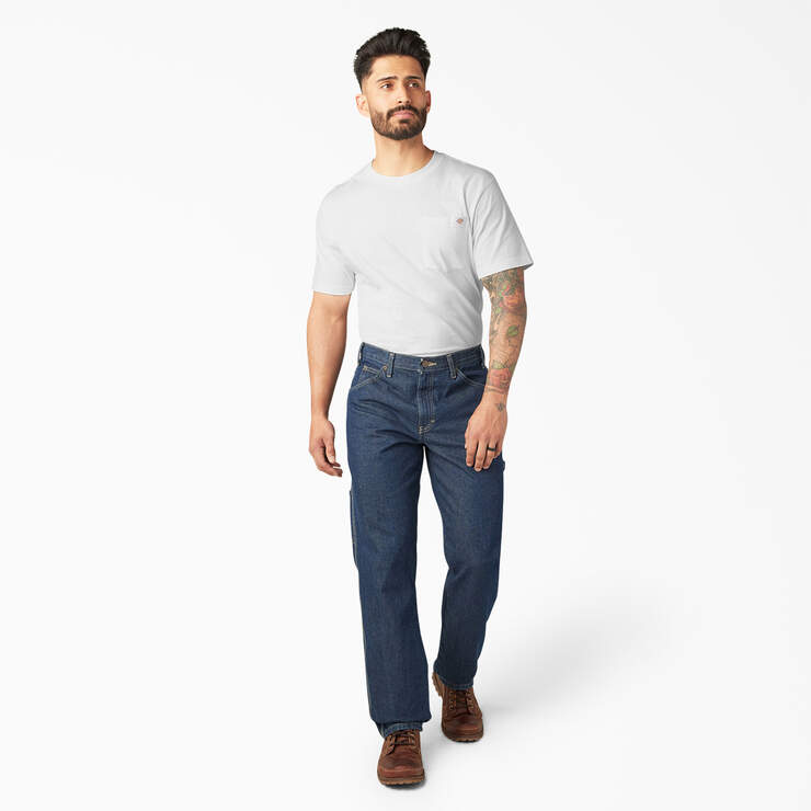 Relaxed Fit Heavyweight Carpenter Jeans - Rinsed Indigo Blue (RNB) image number 5