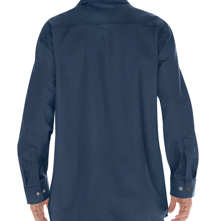 Flame-Resistant Long Sleeve Twill Snap Front Shirt - Navy Blue (NV) image number 2