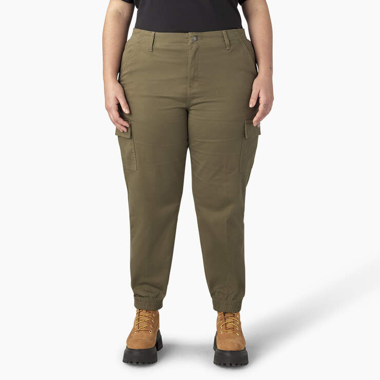 Women's Plus High Rise Fit Cargo Pants - Military Green (ML) image number 1