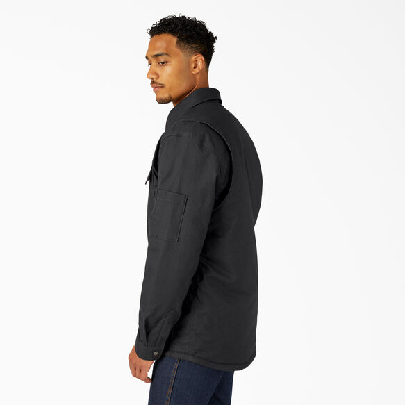 Water Repellent Fleece-Lined Duck Shirt Jacket - Black &#40;BK&#41;