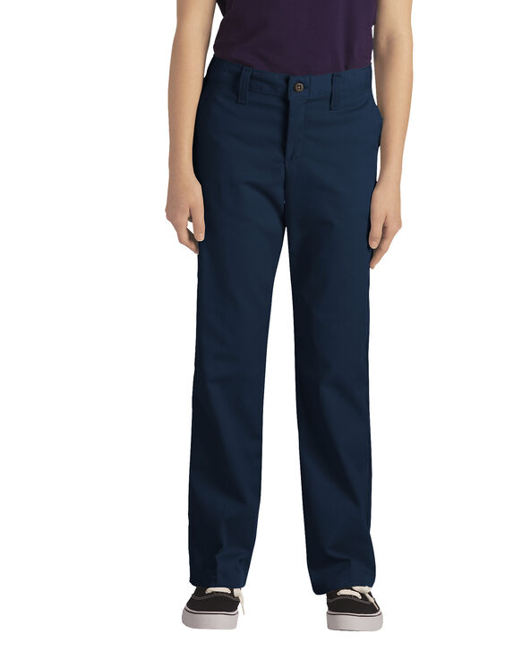 6 Black Dickies Girls Stretch Straight Leg Pant