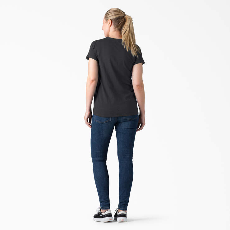Women's Short Sleeve V-Neck T-Shirt - Black (KBK) image number 4