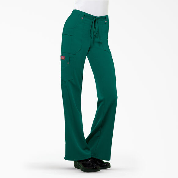 Women&#39;s Xtreme Stretch Flare Leg Cargo Scrub Pants - Hunter Green &#40;HTR&#41;