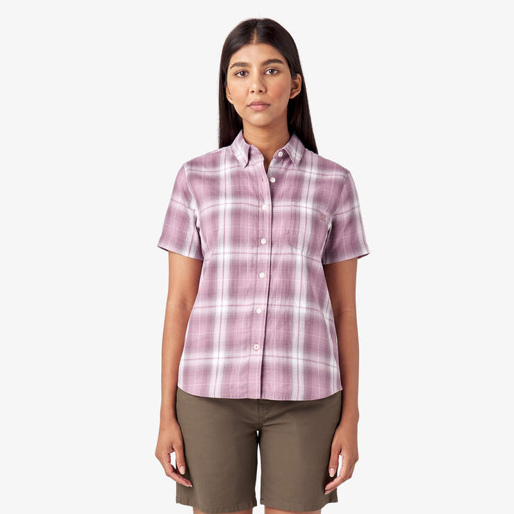 Women’s Plaid Woven Shirt - Lilac Herringbone Plaid (LPE) image number 1