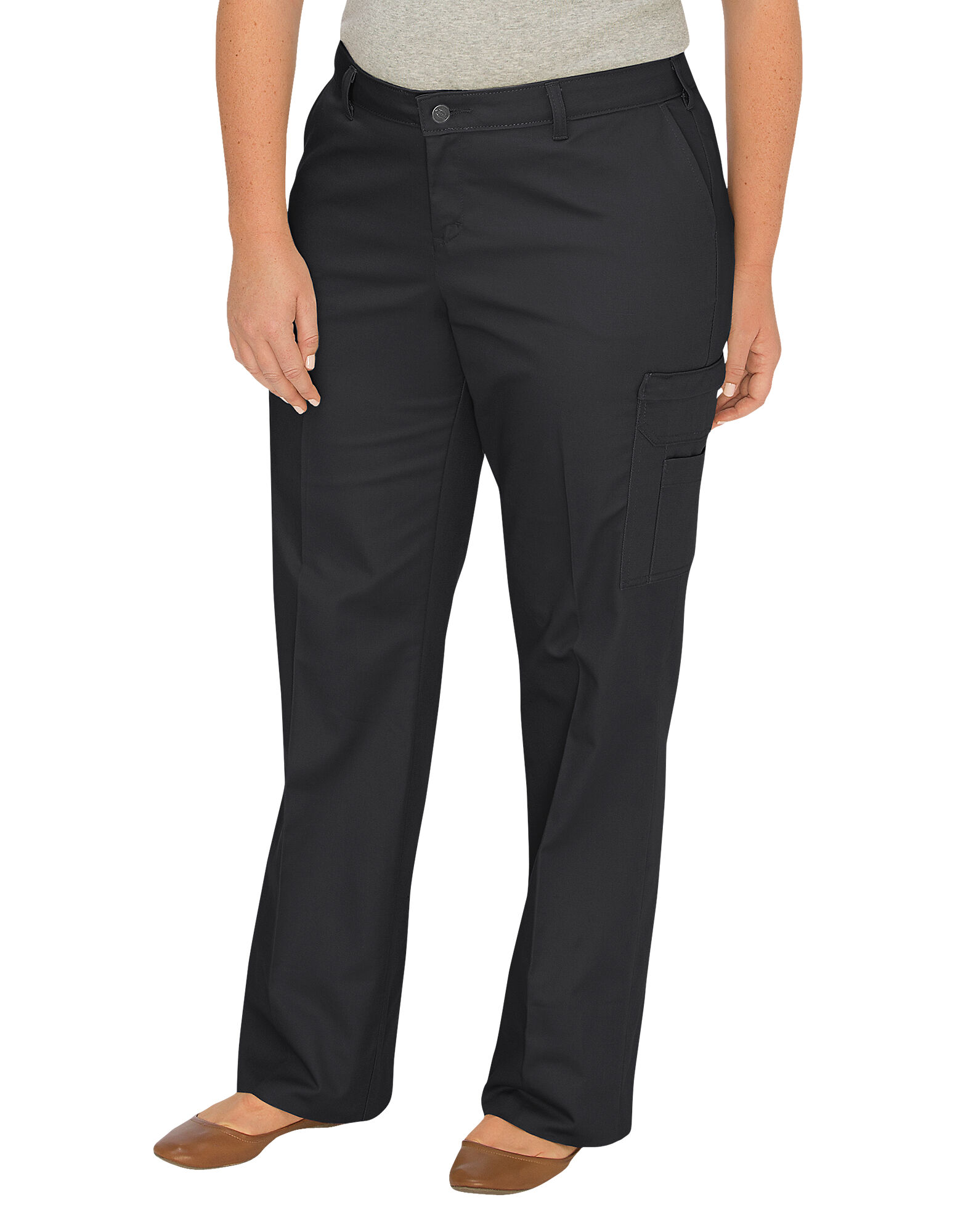 womens black straight leg cargo pants