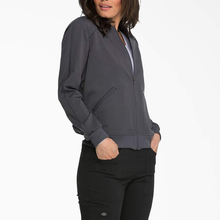 Women's Balance Zip Front Scrub Jacket - Pewter Gray (PEW) image number 4