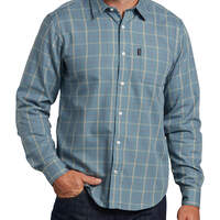 Dickies X-Series Modern Fit Long Sleeve Yarn Dyed Plaid Shirt - Blue Khaki Plaid (RXKK)