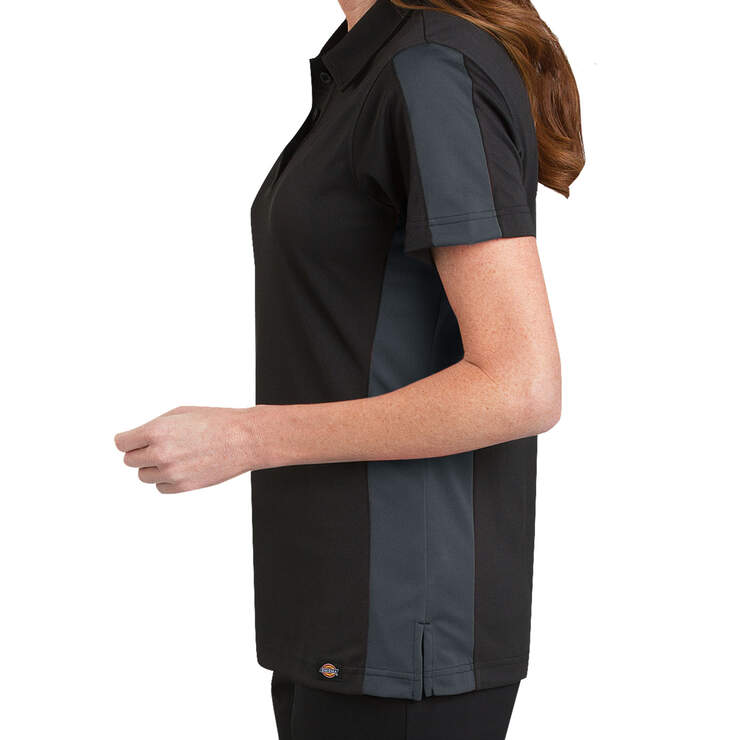 Women's Industrial Performance Color Block Polo Shirt - Black/Charcoal Graye (BKCH) image number 3