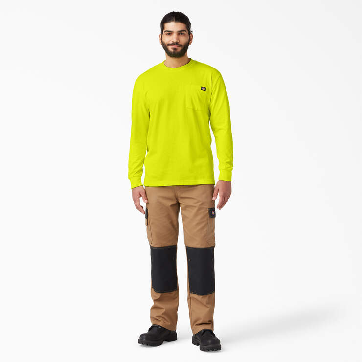 Heavyweight Neon Long Sleeve Pocket T-Shirt - Bright Yellow (BWD) image number 7