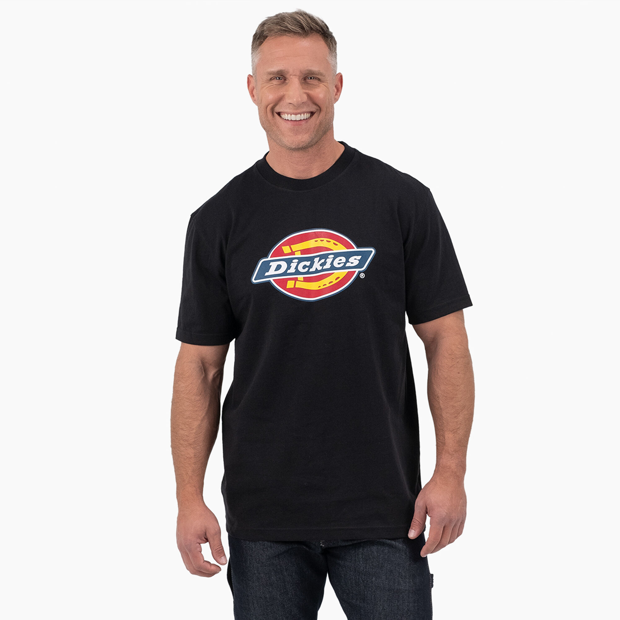Dickies Men's Short Sleeve Tri-Color Logo Graphic T-Shirt - Dark Navy Size M (WS22A)
