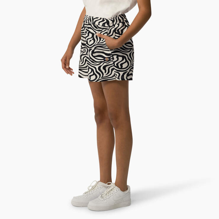 Women's Zebra Regular Fit Print Shorts, 5" - Black/White (BKWH) image number 3