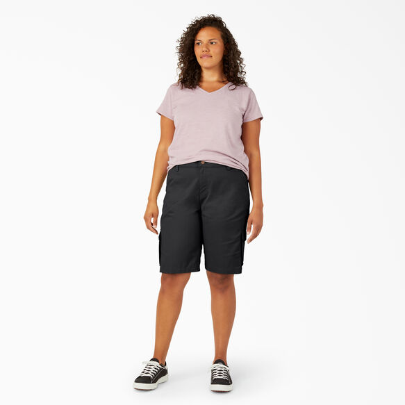 Women&#39;s Plus Relaxed Fit Cargo Shorts, 11&quot; - Black &#40;BK&#41;