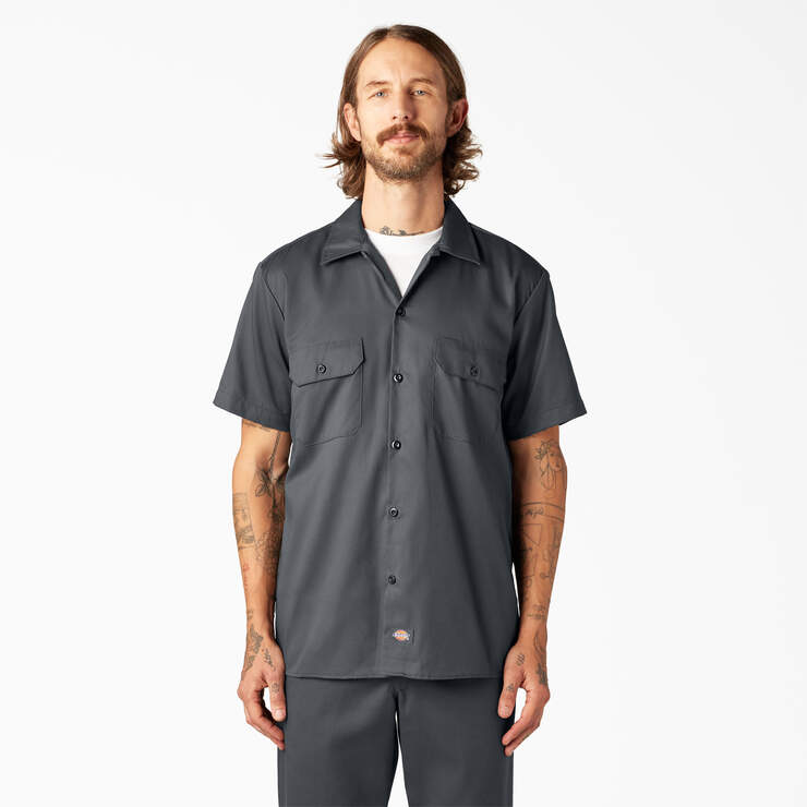 FLEX Slim Fit Short Sleeve Work Shirt - Charcoal Gray (CH) image number 1