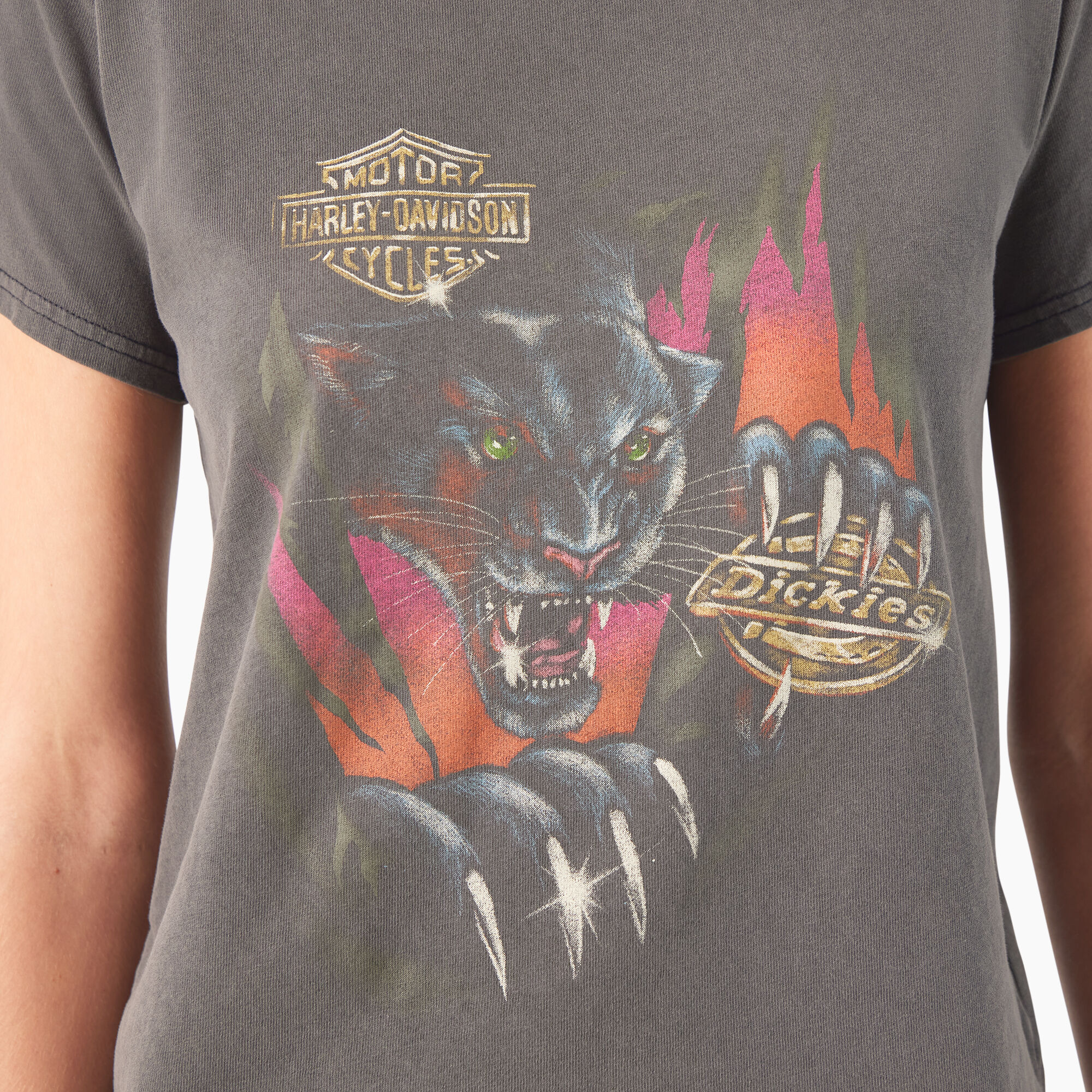 売れ筋商品|||ディッキーズ Tシャツ レディース トップス DICKIES X HARLEY DAVIDSON PANTHER TEE - Print T-shirt - black Dickies x Harley-Davidson Women's Panther City T-Shirt