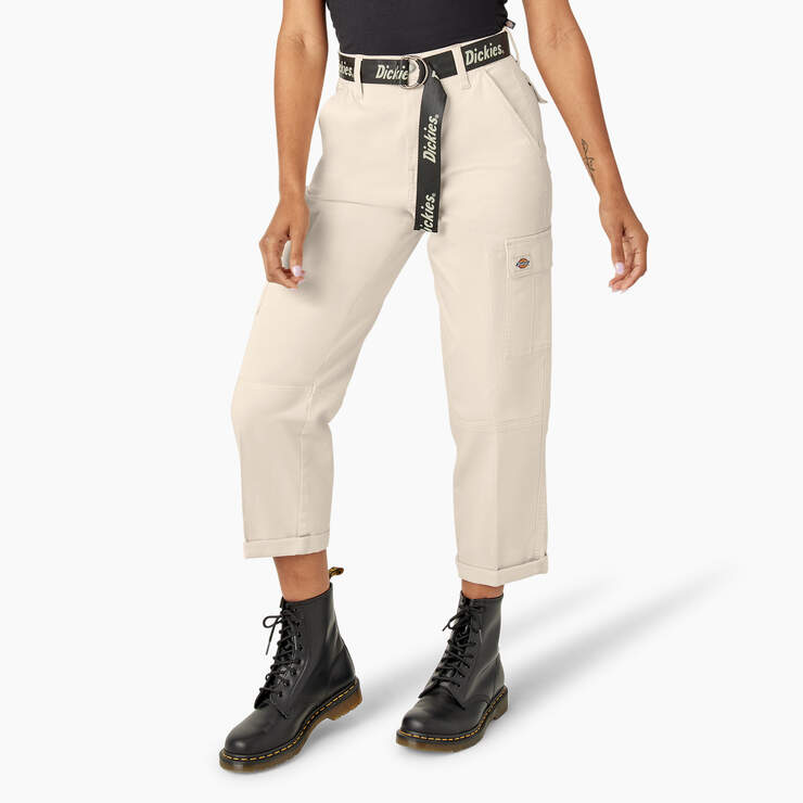 Women's Relaxed Fit Cropped Cargo Pants - Stone Whitecap Gray (SN9) image number 3