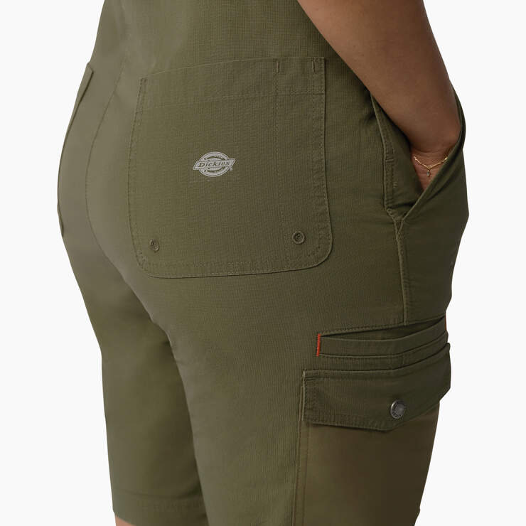 Women's Cooling Ripstop Bib Shortalls - Rinsed Military Green (RML) image number 6