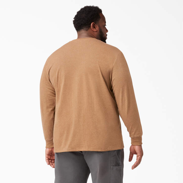 Heavyweight Heathered Long Sleeve Henley T-Shirt - Brown Duck Heather (BDH) image number 4