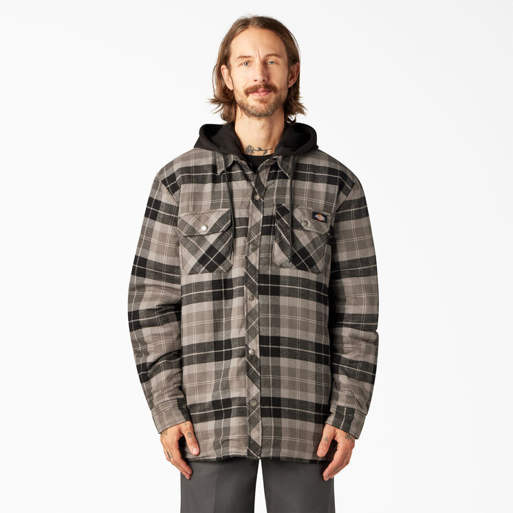 Relaxed Fit Icon Hooded Quilted Flannel Shirt Jacket - Slate Graphite Plaid &#40;SGP&#41;