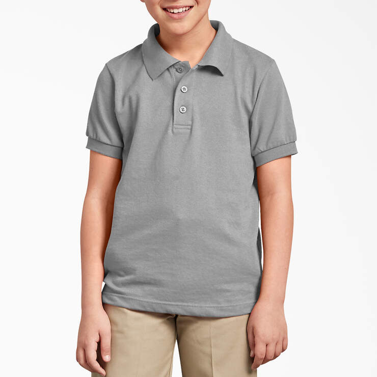 Kids' Piqué Short Sleeve Polo, 4-20 - Heather Gray (HG) image number 1