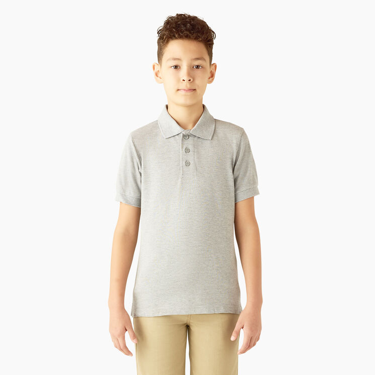Kids&#39; Piqu&eacute; Short Sleeve Polo, 4-20 - Heather Gray &#40;HG&#41;