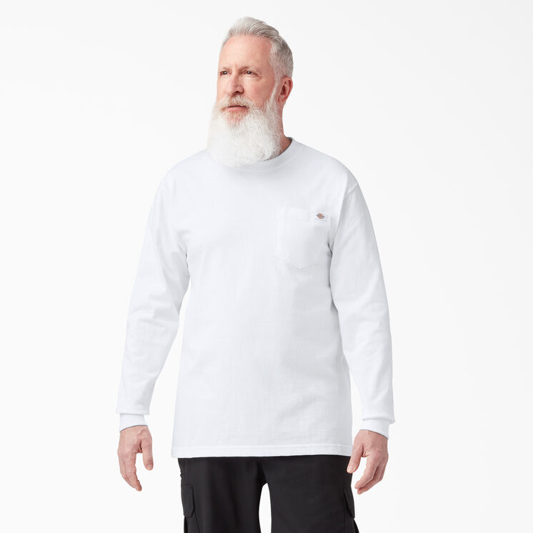 Heavyweight Long Sleeve Pocket T-Shirt - White &#40;WH&#41;