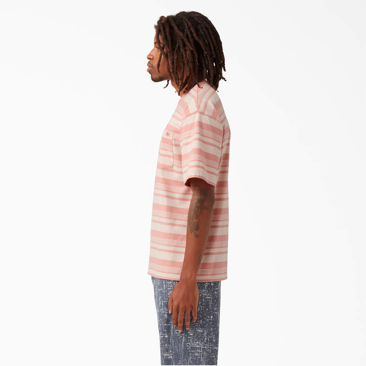 Relaxed Fit Striped Pocket T-Shirt - Rosette Stripe (R2S) image number 3