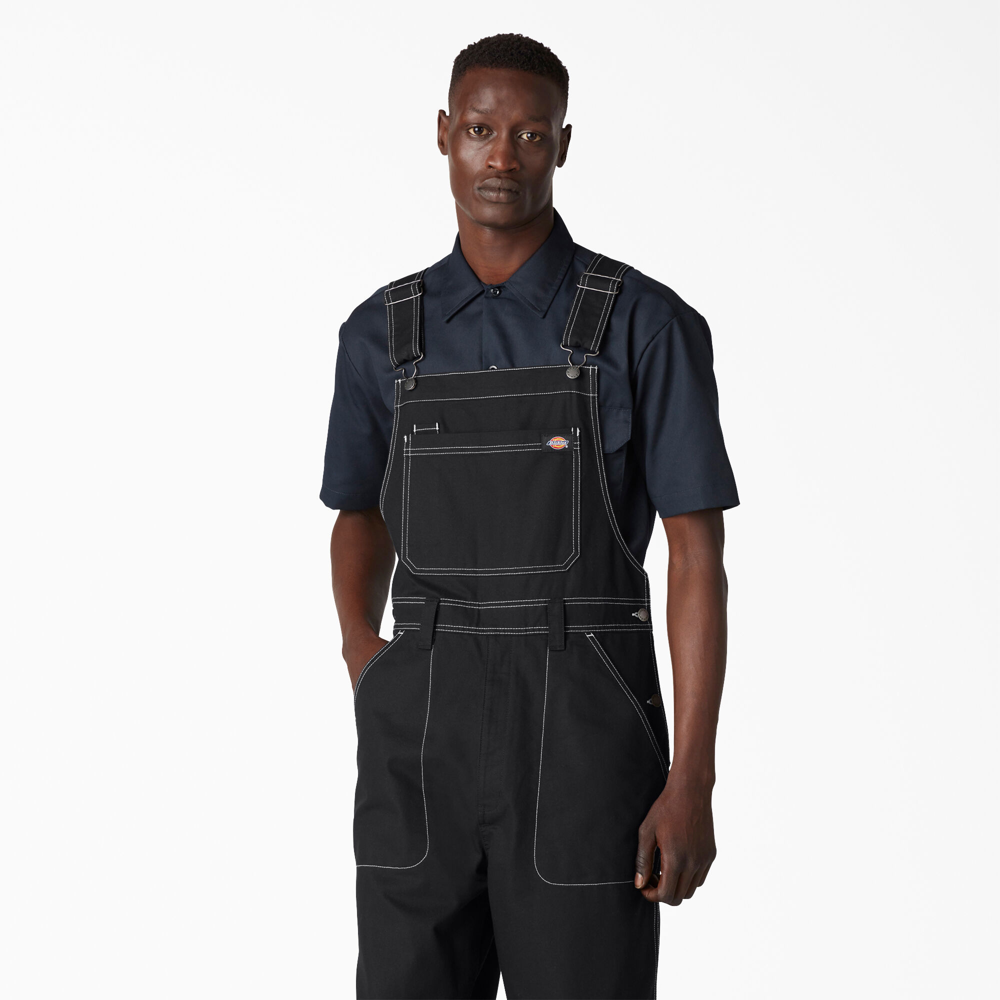 Dickies black bib overalls sales