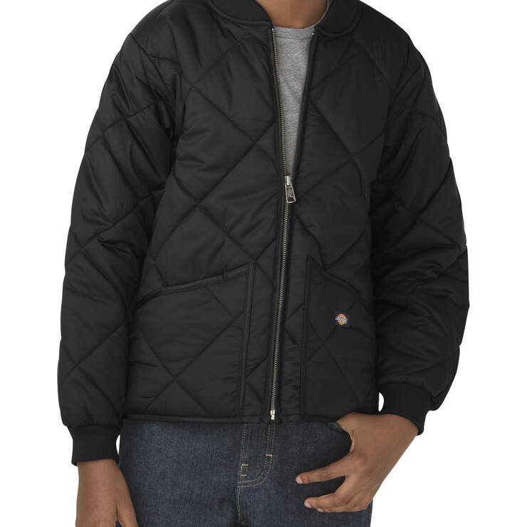 Boys' Quilted Nylon Jacket, 8-20 - Black (BK) image number 1
