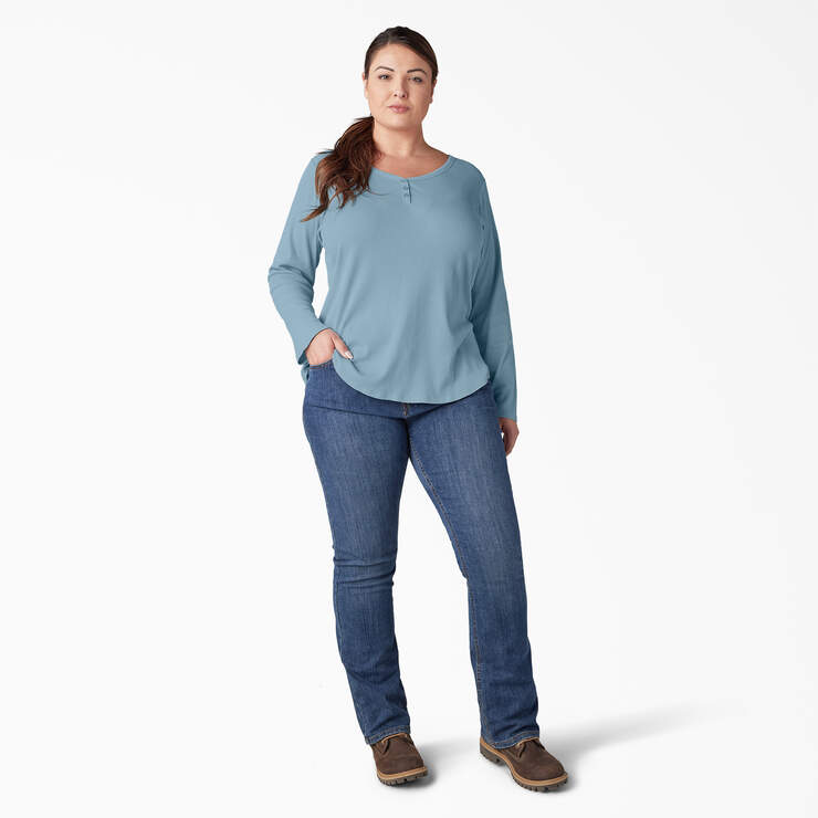 Women's Plus Henley Long Sleeve Shirt - Clear Blue (EU) image number 5