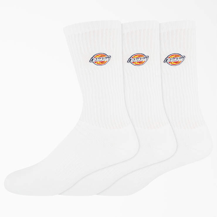 Dickies Embroidered Crew Socks, Size 6-12, 3-Pack - White (WH) image number 1