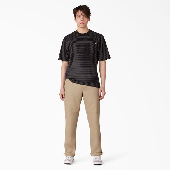 Flat Front Double Knee Pants - Khaki &#40;KH&#41;