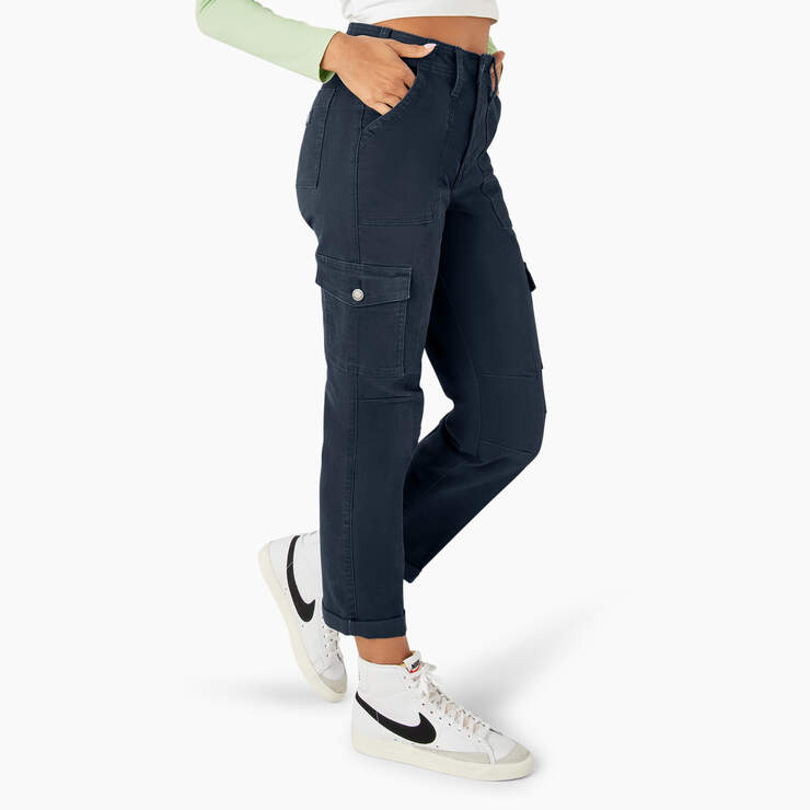 Women's Skinny Fit Cuffed Cargo Pants - Dark Navy (DN) image number 4