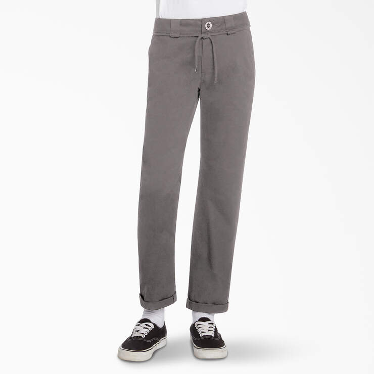 Boys' FLEX Skinny Shoelace Belt Trouser Pants - Charcoal Gray (CH) image number 1