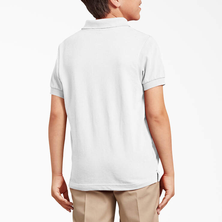 Kids' Piqué Short Sleeve Polo, 4-20 - White (WH) image number 2