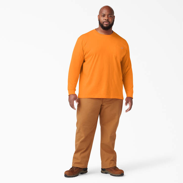 Heavyweight Long Sleeve Pocket T-Shirt - Orange (OR) image number 8