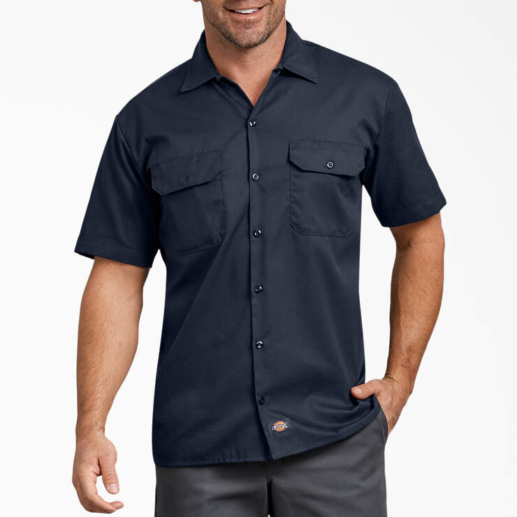 FLEX Relaxed Fit Short Sleeve Work Shirt - Dark Navy (DN) image number 1