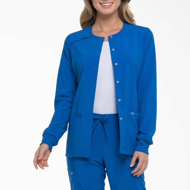 Women's EDS Essentials Snap Front Scrub Jacket - Royal Blue (RB) image number 1